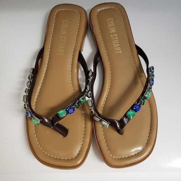 NWOT Colin Stuart Embellished Slip-on Flip-flop style Sandals 6M - Picture 3 of 8